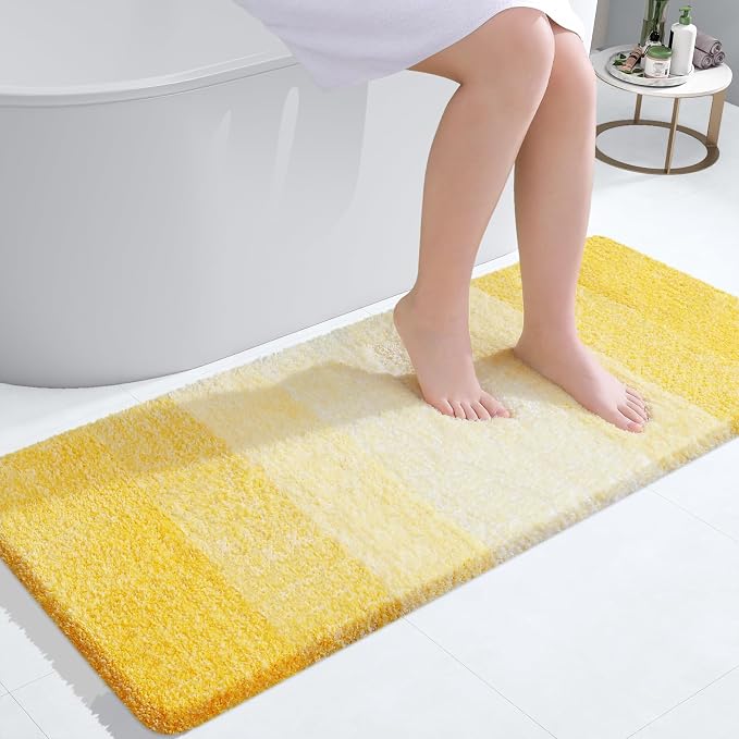 OLANLY Large Bathroom Rugs Mat 45x27, Extra Soft Absorbent Microfiber Bath Rugs, Rubber Backing, Quick Dry, Machine Washable Bath Mat for Bathroom Floor, Tub and Shower, Home Decor Accessories, Yellow