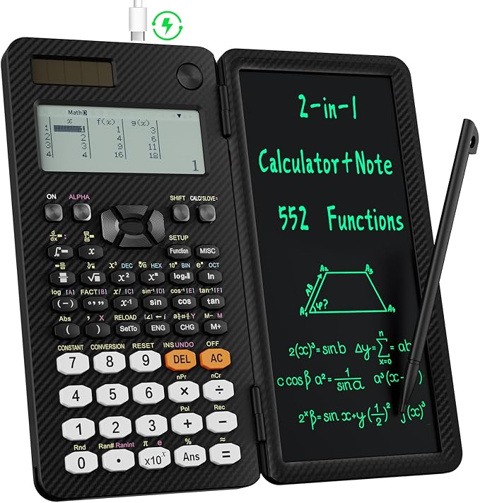 991EX 552 Functions Desktop ROATEE Scientific Calculator Rechargeable & Solar Power, Multiview 6-Line Display with Erasable LCD Writing Tablet for High School College Graduate Student and Researchers