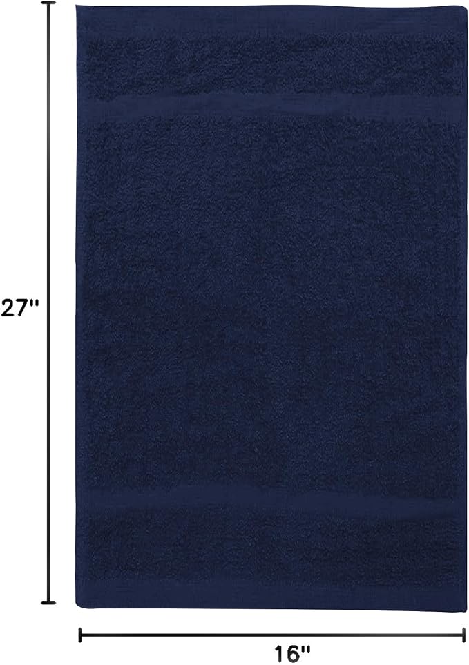 Avalon Towels Salon Towel - Navy Blue Hand Towels Bulk Pack of 24 - 100% Cotton Absorbent Spa, Facial & Gym Towel for Working Out - 16x27 Inches (Not Bleach Proof)
