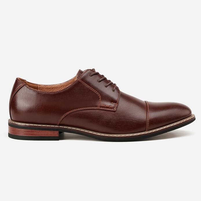 Mens Classic Cap Toe Dress Shoes Oxford for Office | Polished PU Outer Shell,Ventilated Comfortable Latex Insole. Formal Footwear Suited for Office Engagements ,Outings,Weddings