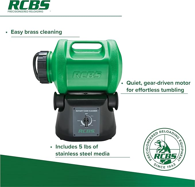 RCBS Rotary Case Cleaner 120V US/CAN, Rotary Tumbler for Efficient Brass Cleaning and Polishing