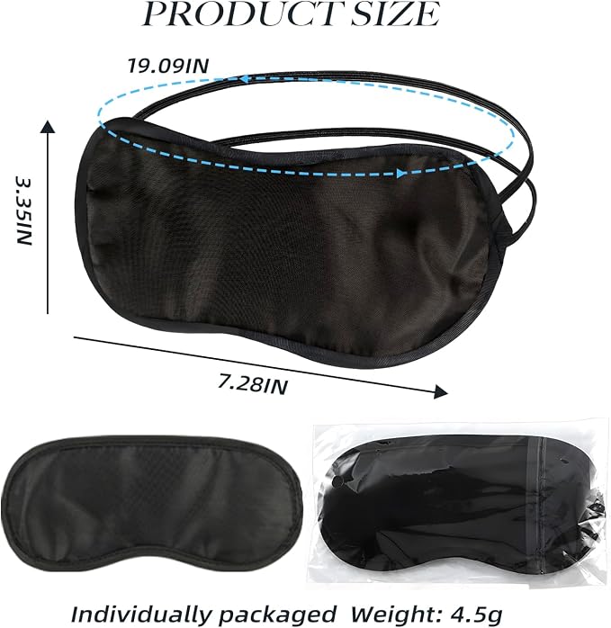 210 PCS Sleep Masks Bulk Eye Mask, Liubeili Sleeping Mask Blindfold Eye Cover Team Building Games Party with Nose Pad and Adjustable Strap for Women Men 4 Layers Black
