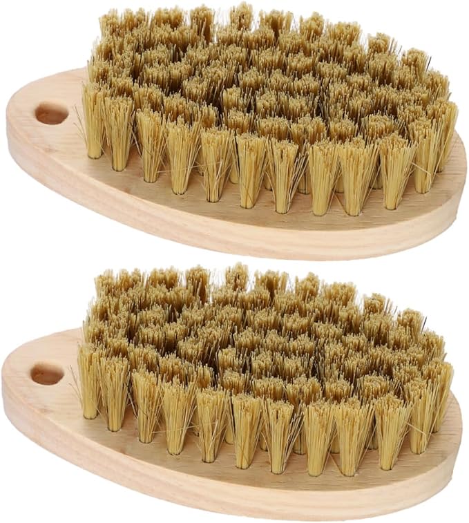 2pcs Bristle Brush Carpet Cleaner Brush Floor Scrubbing Brush Long Handled Stiff Brush Shoes Washing Scrub Brush Floor Cleaning Brush Laundry Soft Fur Shoe Brush Wood