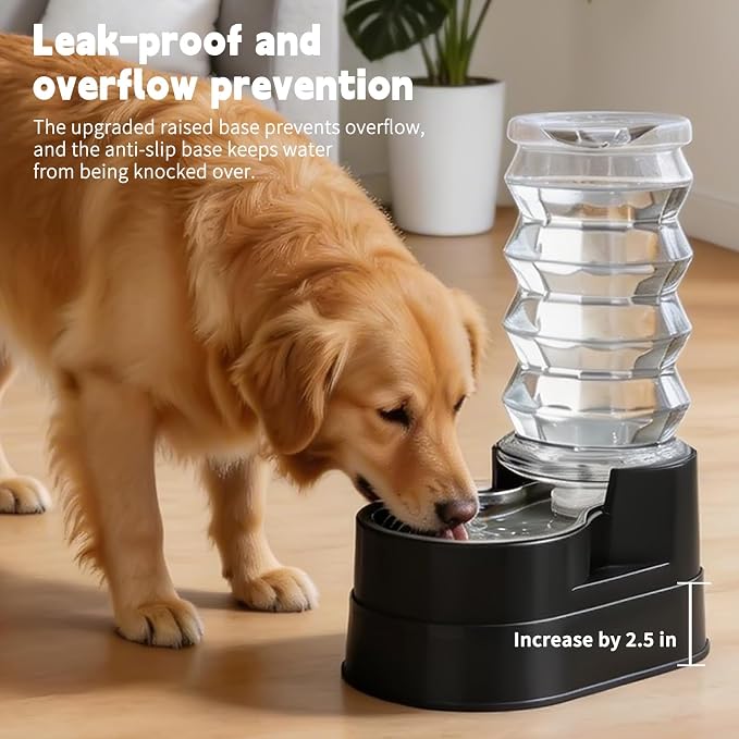 RIZZARI 8L Elevated Dog Waterer: Comfort Height Design | Gravity Fed/No Power Needed/Anti-Spill Base/for Senior Dogs & Large Breeds/Living Room/Garden/ Easy-Clean