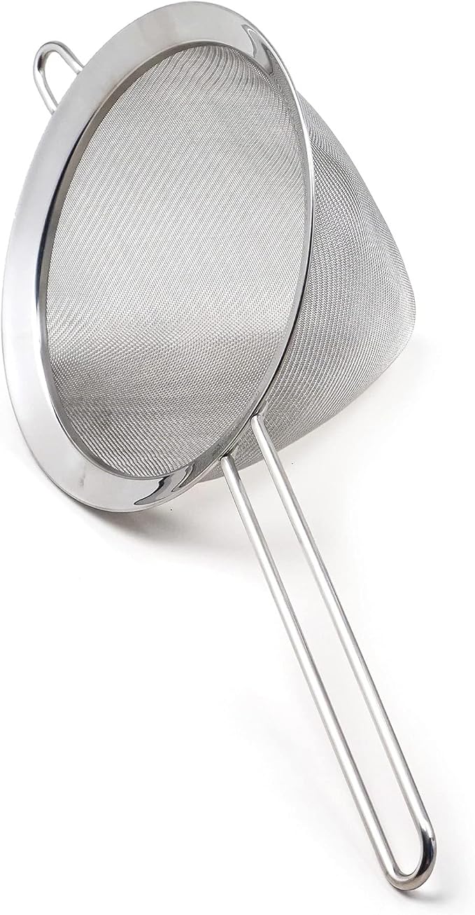 RSVP International Endurance Kitchen Collection, Stainless Steel Fine Mesh Conical Sieve/Colander, Multi-Purpose for Cooking, Baking, Loose Leaf Tea, Bar Strainer Cocktails, 7-Inch