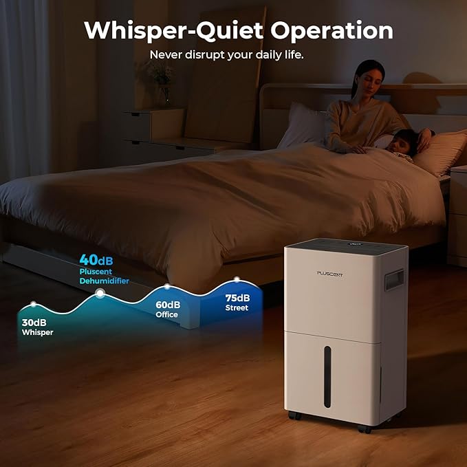 PLUSCENT 21 Pints Dehumidifier for Basement, 1500 sq.ft Portable Dehumidifiers for Home with Drain Hose, 3 Modes, Auto Defrost, 24H Timer, Quiet Smart Humidity Control for Bedroom, Bathroom, RV