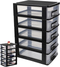 Cabilock 5 Drawer Plastic Storage Organizer Clear Desktop Drawer Storage Cabinet for Office Study Bathroom Craft Supplies