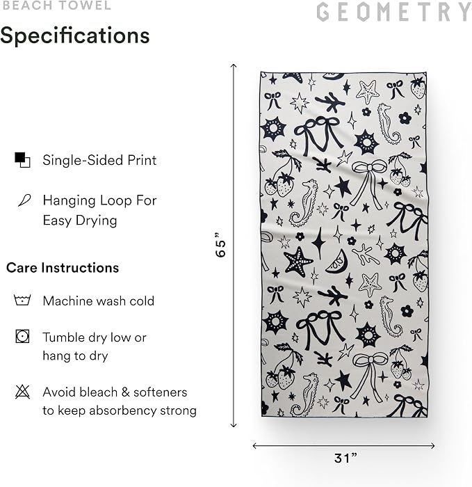 GEOMETRY Micro-Loop Beach Towel – Spring & Summer Collection – Quick-Dry, Sand-Resistant, Ultra-Absorbent Compact Towel for Beach & Travel (Earth and Sea)