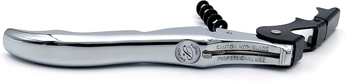 Pulltap's Genuine Slider Boss 150 Waiter's Corkscrew – Double-Hinged Wine Key with Sliding Foil Cutter – Patented Design – Made in Spain – Cromado-Negro (Chrome-Black)