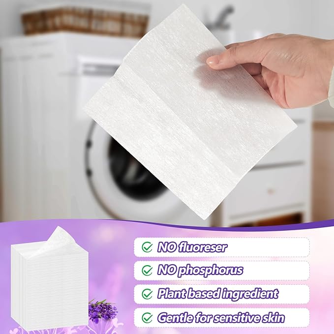 600 Count Dryer Sheets Bulk Fabric Softener Lavender Scent Dryer Sheets Naturally Softens and Removes Static Cling, Ideal for Large Households, Sensitive Skin
