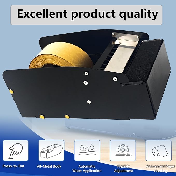 Manual Adjustable Width Kraft Paper Tape Cutter, Suitable for a Maximum of 6-inch Wide Tape, with a Water Brush Cutter, Used for Cardboard Packaging of Express Boxes and Gift Boxes