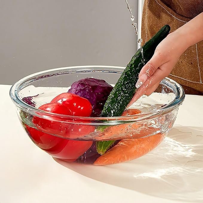 OZY 6.3 Quart Large Glass Mixing Bowl with Lid,Large Glass Bowl for Sourdough Bread Making,Kitchen Salad Bread Storage