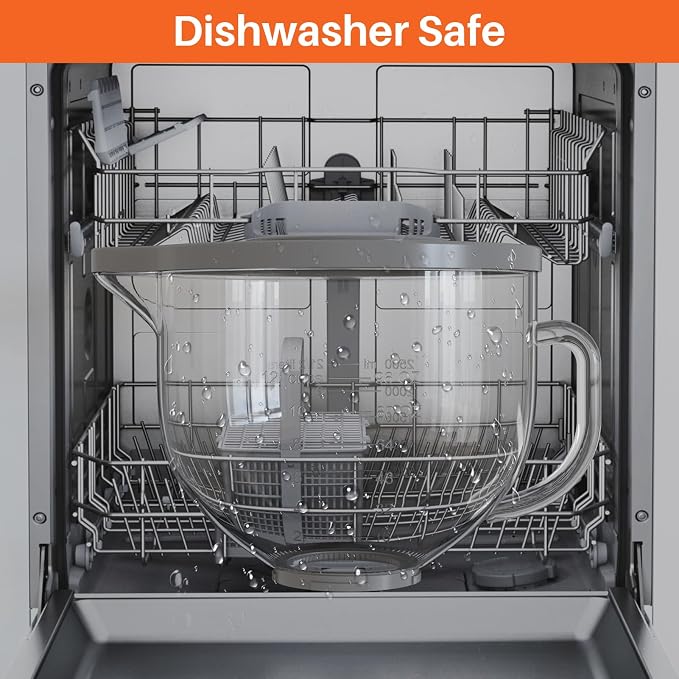 Glass Bowl Compatible with KitchenAid 4.5 & 5-Quart Tilt-Head Stand Mixers | Includes Lid, Measurement Markings & Spout Cover – Dishwasher, Microwave & Freezer Safe