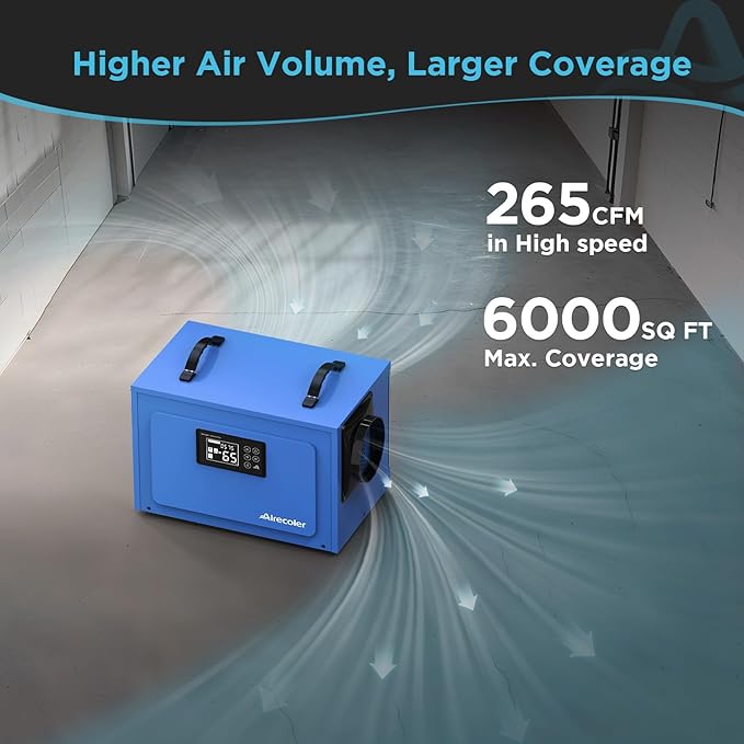 125 Pints Commercial Dehumidifier for Crawl Spaces & Basements with Drain Hose, Industrial Grade Water Damage Restoration for up to 6,000 sq ft, Auto Defrost, Memory Starting