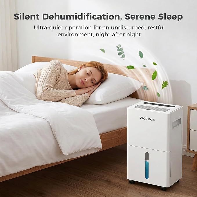 Bicepos 1500 Sq.Ft Dehumidifiers for Home, 21 Pints Dehumidifier for Basement, Bathroom, Bedroom, Large Room, 3 Modes, Auto Defrost, Intelligent Humidity Control, 24H Timer