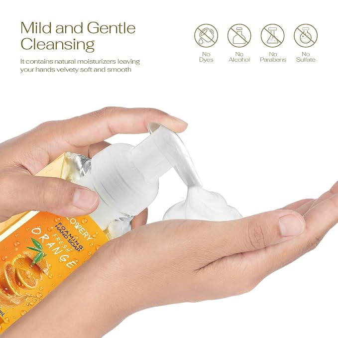 Foaming Hand Soap-Pack of 3-Moisturizing Hand Soap with Aloe Vera & Essential Oils-Alcohol-Free Hand Wash in Fresh Orange Scent-Scented Hand Wash for Kitchen or Bathroom-Free Flawless Crystal Bracelet