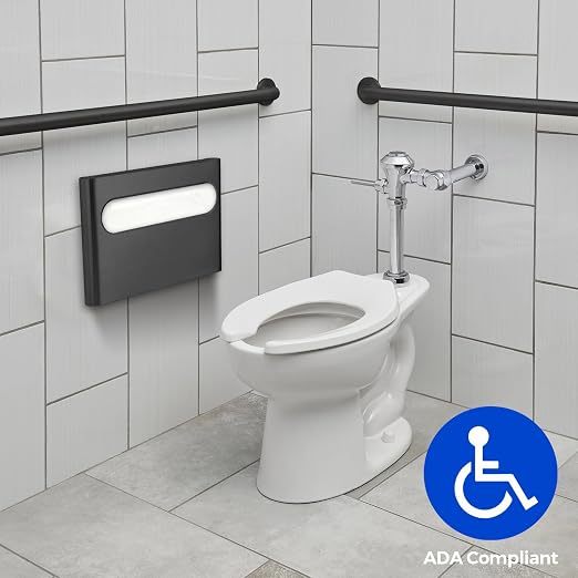 Stardrix Slim Matte Black Stainless Steel Toilet Seat Cover Dispenser – Designer Wall-Mount Holder with Curved Edges and Large Capacity for Single or 1/2 Fold Covers, Aesthetic and Modern Look