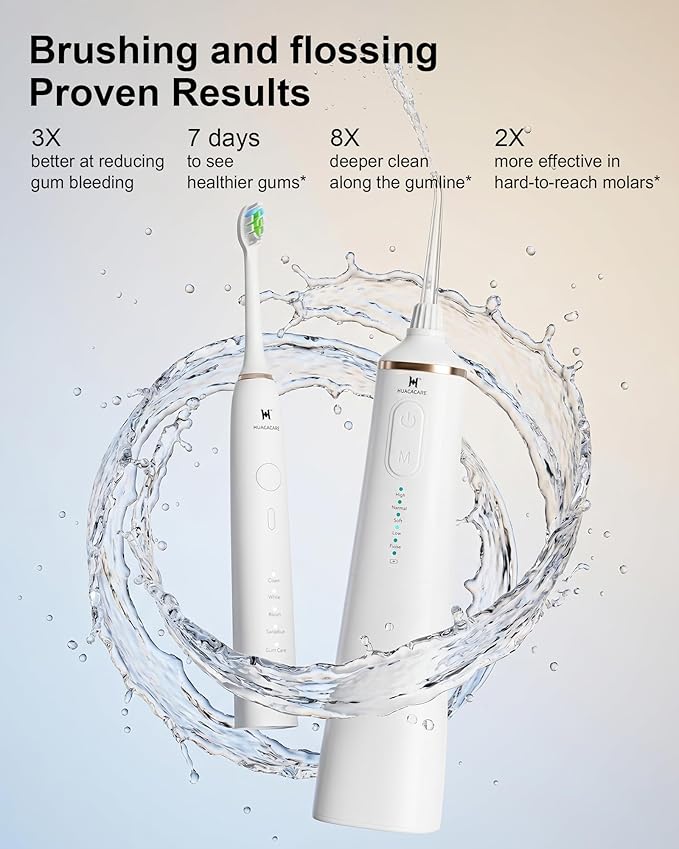 Upgraded Pro Dental Care Kit: 5-Mode Water Flosser & 50,000 VPM Sonic Electric Toothbrush | Premium Oral Clean Set with Enhanced Cleaning Modes, Larger Tank & Refined Design for Advanced Gum Health