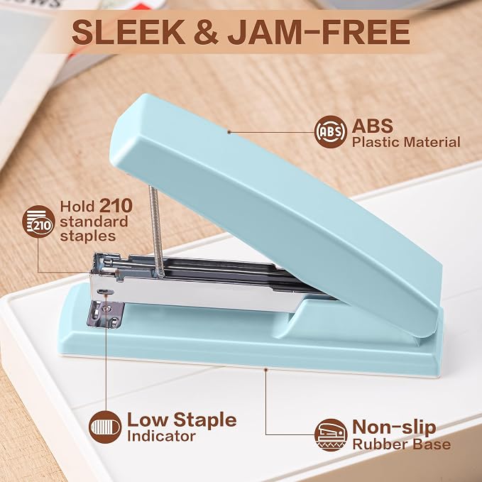 Deli Stapler, 12 Pack Staplers with 12000 Staples and 12 Staple Removers, Staplers for Desk, 25 Sheet Capacity, Blue