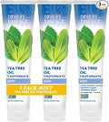 Desert Essence Tea Tree Oil Toothpaste, Mint, 6.25 Oz, Pack of 3 | Refreshing Taste, Helps Fight Plaque, Sea Salt, Pure Essential Oil, Baking Soda