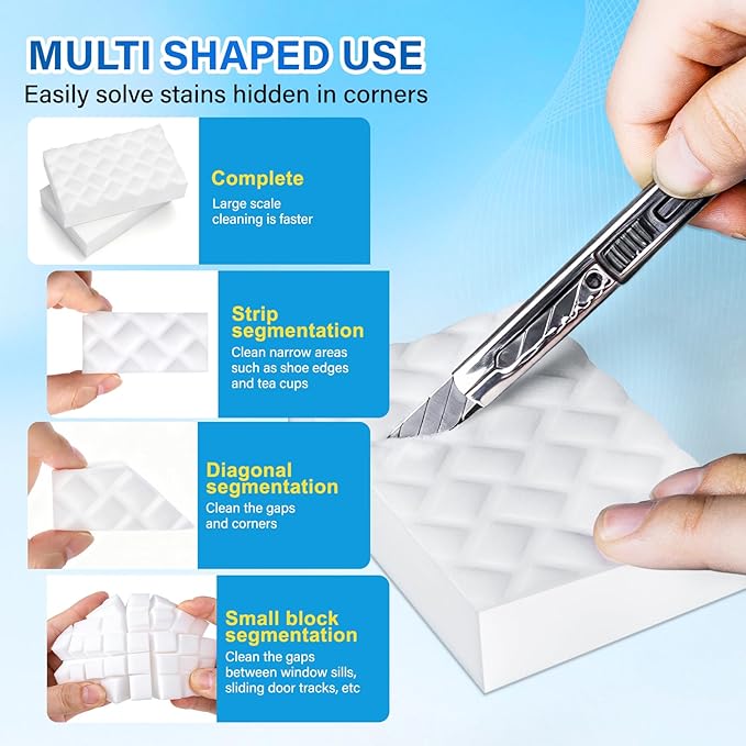Magic Sponges Cleaning Eraser,180 Pack 2X Density Stronger Melamine Sponge Foam Pads, Multi-Functional Household Cleaner Dish Sponge, Cleaning Supplies for Kitchen, Bathroom, Floor, Sink,Wall Cleaner