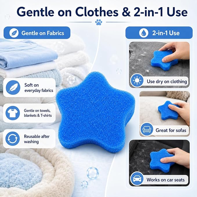 4 PCS Pet Hair Remover for Laundry, Reusable Pet Hair Catcher for Washing Machine, Laundry Fur Lint and Dander Remover, Washer Hair Catcher for Dog and Cat Hair, Easy to Clean, Blue