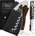 Chateau Laguiole Classic Corkscrew - Snake Wood Luxury Wine Opener - Made in France - Sommelier Wood Handle With Leather Sheath & Gift Box