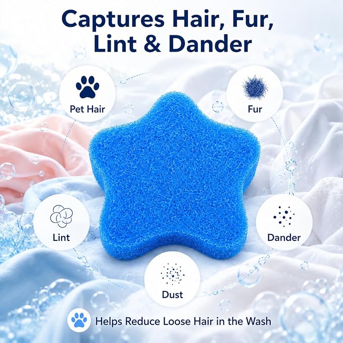 4 PCS Pet Hair Remover for Laundry, Reusable Pet Hair Catcher for Washing Machine, Laundry Fur Lint and Dander Remover, Washer Hair Catcher for Dog and Cat Hair, Easy to Clean, Blue