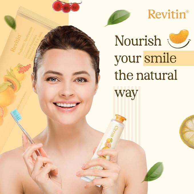 Revitin Toothpaste | Fluoride-Free Prebiotic Citrus Tooth Gel | No SLS, Gluten Free, Dye Free, GMO Free, No Sweeteners | Non-Toxic, Kid Approved, (Pack of 5)