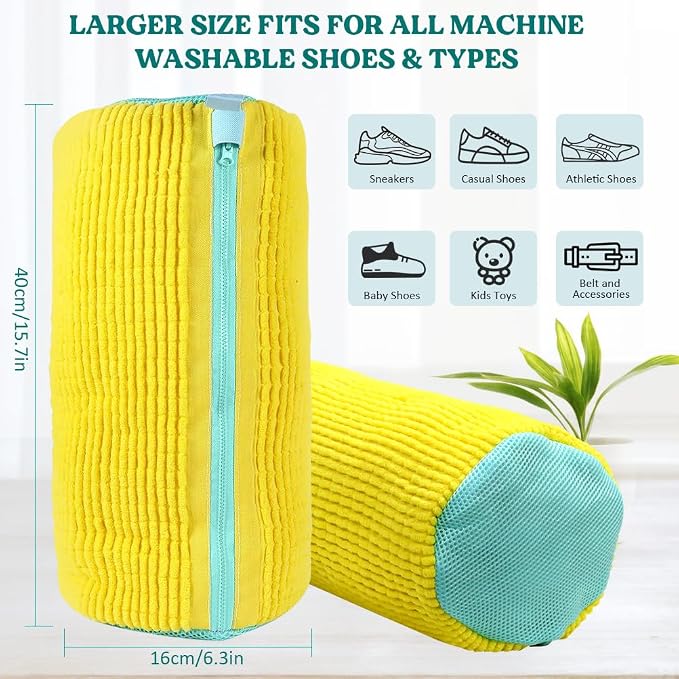Shoe Washing Machine Bag 4 Pack, Shoes Washer Bags Durable Laundry Shoe Bag for Washer and Dryer, Reusable Shoe Cleaning Bags, Sneaker Washing Machine Bag, Yellow
