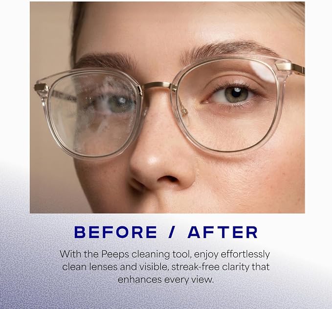 Peeps Glasses Cleaner - for Eyeglasses, Reading Glasses, and More - Lens Cleaner with Carbon Microfiber Tech-Injected White-1 Count (Pack of 1)