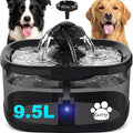 Kastty 9.5L Dog Water Fountain,Large Pet Water Fountain for Dogs Inside | 2.5Gal Quite Dog Water Bowl Dispenser with Water Window & LED,Dog Water Bowl with Multi-Filtration for Pets(FS82,Black)