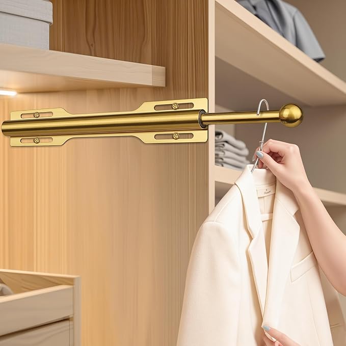 12" Valet Rod for Closet Pull Out (2 Pack, Brushed Gold)