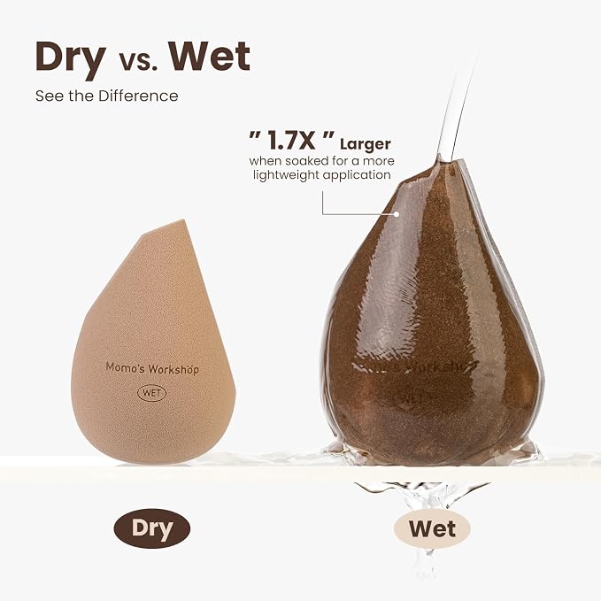 Momo's Workshop Makeup Sponge,2Pcs ACE 4-in-1 Sponge Duo Soft Foam Hydrophilic PU for Foundation