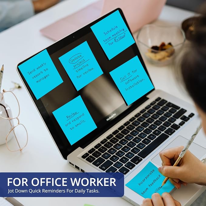 Sticky Notes, 36 Pads, 3x3 Inches Self-Stick Note Pads, Perfect for Office, Study, and Daily Life Organization - Blue
