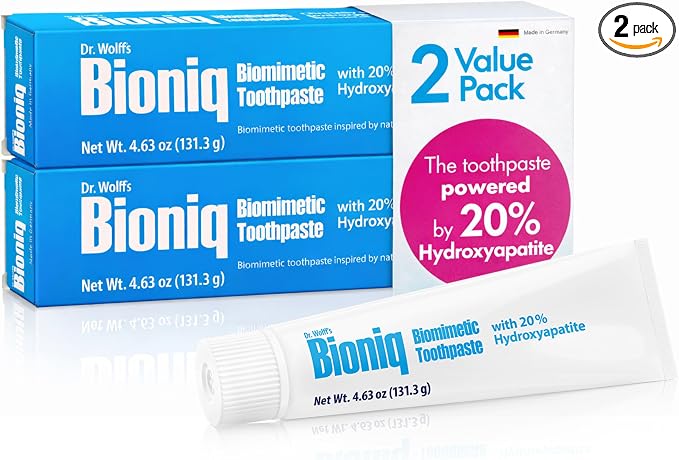 Bioniq Classic 20% Hydroxyapatite Toothpaste 4.63 Oz | bioHAP and Fluoride Free Toothpaste for Daily Use, Clinically Tested, Expert for Enamel and Gum Care, 4.63 Oz 2 Pack