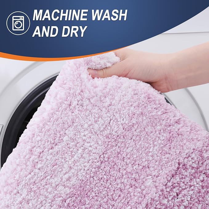 OLANLY Bathroom Rugs Mat 34x21, Extra Soft Absorbent Microfiber Bath Rugs, Rubber Backing, Quick Dry, Washable Bath Mats for Bathroom Floor, Tub and Shower, Home Decor Accessories, Pinkish-Purple