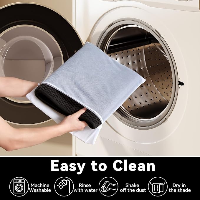 Triohero Bathroom Rugs Non Slip Washable, Super Absorbent Thin Bath Mat Quick Dry Low Pile Bathroom Rug, Black 24"x47"
