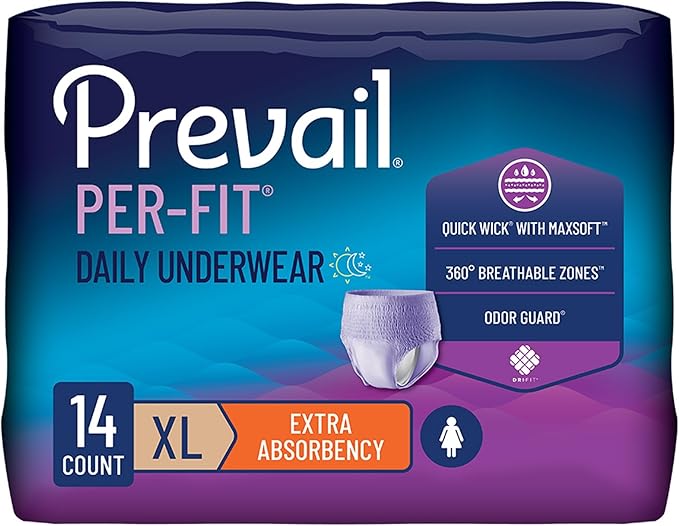 Prevail Per-Fit Daily Underwear for Women, Incontinence, Disposable, Extra Absorbency, XL, 14 Count