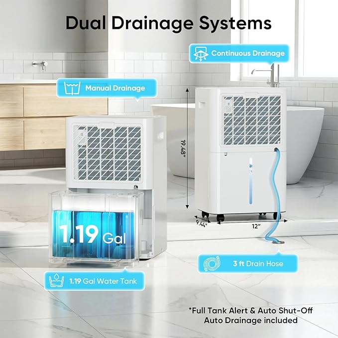 HUMILABS 50 Pints Dehumidifier for Home, 4500 Sq. Ft Dehumidifier for Basement with Drain Hose, Smart APP Control, Ultra Quiet, Auto Defrost and 24HR Timer, for Bedroom, Garage, RV and Large Room