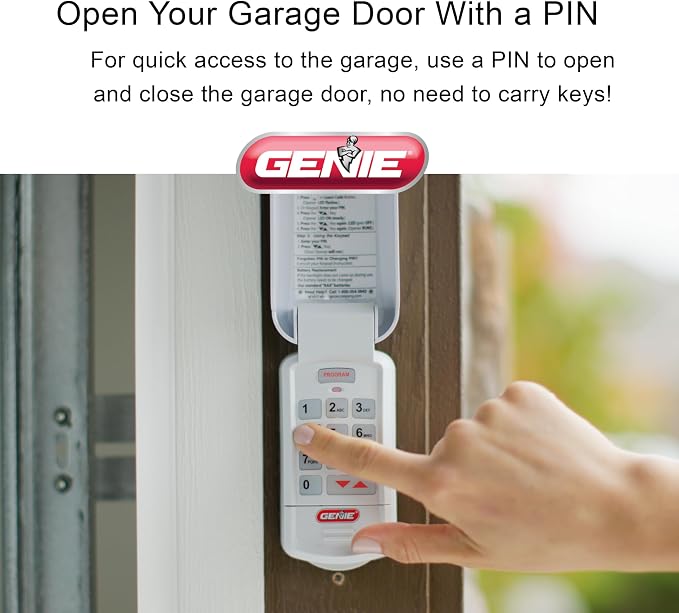 Genie Garage Door Opener Wireless Keyless Keypad - Safe & Secure Access - Compatible with All Genie Intellicode Garage Door Openers - Easy Entry into the Garage With a PIN - Model GK-R, White | Wireless Installation, Compatible with all Genie Intellico...