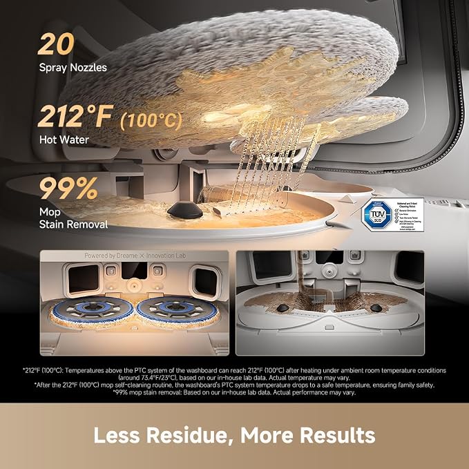 DREAME Matrix10 Pro Robot Vacuum and Mop, Featuring Multi-Mop Switching Dock, Three-Solution Compartment, Detangling Brush, 30,000Pa Suction, 212°F (100℃) Mop Self-Cleaning White