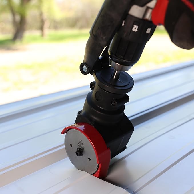 Malco TurboShear® TSPC1 Rotary Panel Cutter – Drill Attachment for Cutting Metal, Vinyl, Ribbed Roofing & Wall Panels – Dual Cutting Wheels, 22-Gauge Capacity, Clean & Precise Cuts.