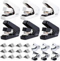 Deli Stapler, Effortless Staplers for Desk, 40 Sheet Capacity Heavy Duty, One Touch, No Effort, Easy to Load, with 2000 Staples & Staple Remover, 6 Pack, Black&White
