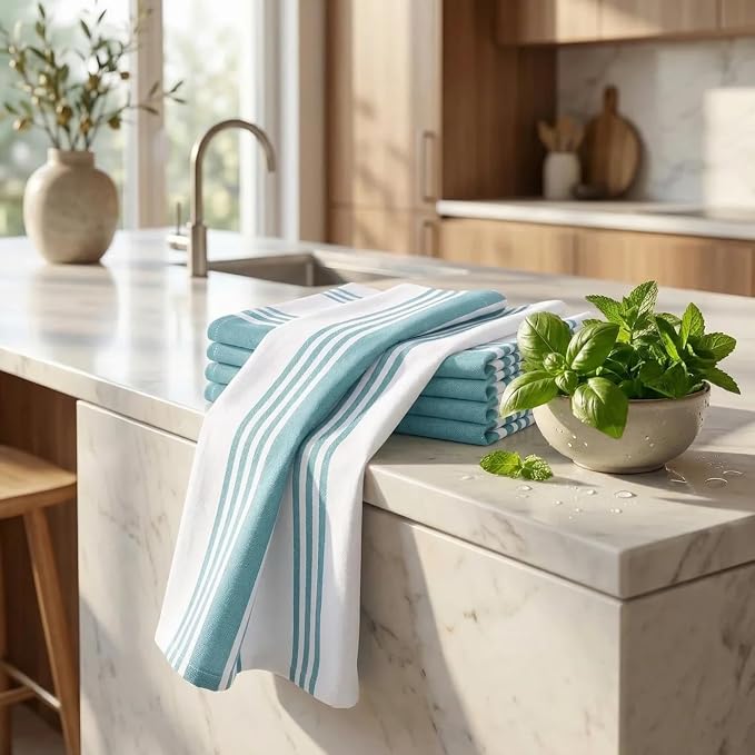 Urban Villa Kitchen Towels Cotton Dish Towels 20”x30” (Set of 6) Aqua