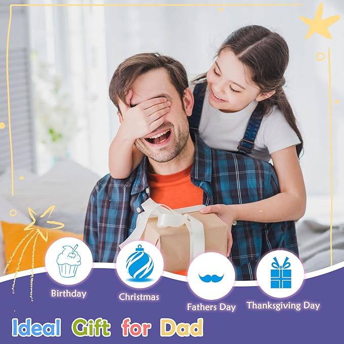 Movdyka Birthday Gifts for Dad from Daughter Son Glass Cross with Colorful Led Base, Best Dad Ever Gifts to My Dad who Have Everything, Dad Gifts Present Ideas for Fathers Day