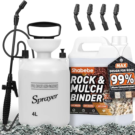 Rock Glue, 1Gallon Mulch Hold for Landscaping with Sprayer, 99% Ultra Stick Pea Gravel Stabilizer Landscape, Non-Toxic Rapid-Dry Landscape Binder, Dries-Clear Gravel Binder for Pebble Garden