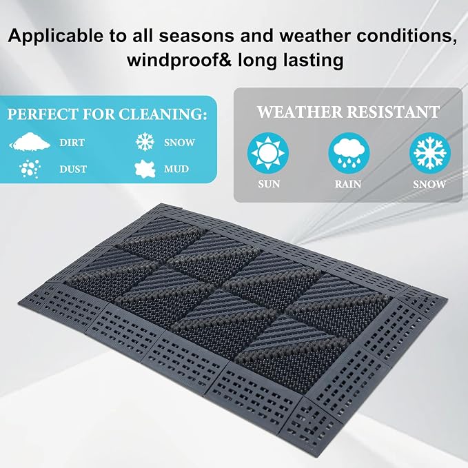 Shoe Brush Scraper - Door Scrubber Mat Outdoor Heavy Duty Boot Scraper with Brush for Home Porch Garden - - All Weather Shoes & Boots Cleaner, Removes Snow, Sand and Mud – 29.5‘’ x 17.7‘’