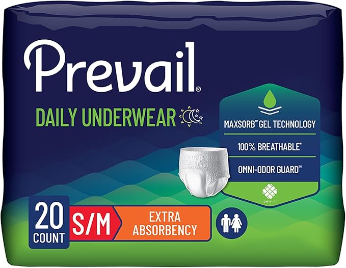 Prevail Adult Incontinence Underwear for Men & Women, Maximum Absorbency, Medium, 20 Count