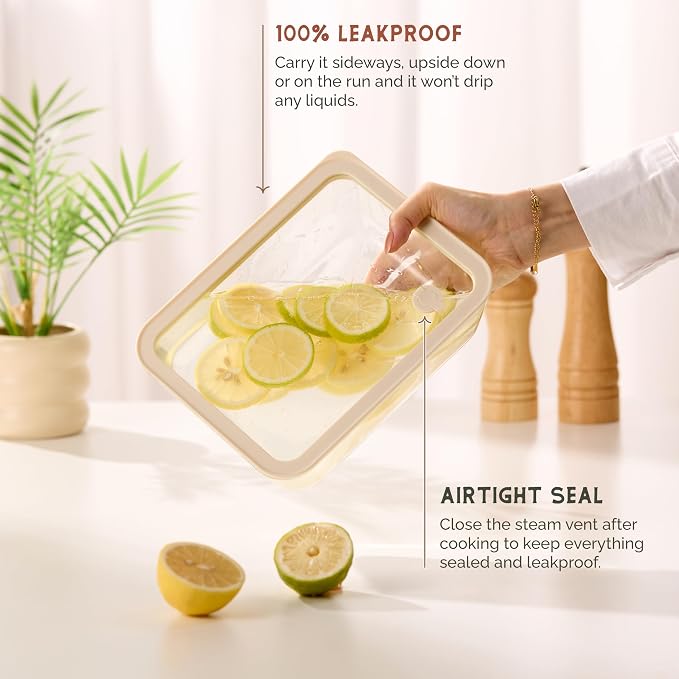 Non-Toxic Glass Storage Container Set, Borosilicate Glass, Tempered Glass Lids, Baking Pan, Airtight, Vented, Microwave, Oven & Dishwasher Safe, (Rectangular, Set of 3)